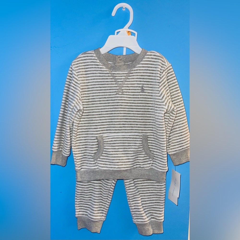 Ralph Lauren baby boy’s striped velour sweatsuit